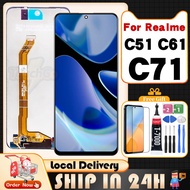 For Realme C51 C61 C71 LCD Screen + Tempered Glass + Glue + Tools