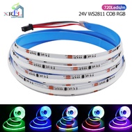 WS2811 COB RGBIC ไฟแถบไฟ LED 720 Les/ M ที่ติดได้แถบ WS2812B ยืดหยุ่นได้แถบริบบิ้น RA90 DC12V 24V สี