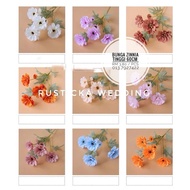 6 Heads Zinnia Flower Artificial Plant Leaves Leaf Daun Hiasan Garland Bunga Rattan fake Plastic wal