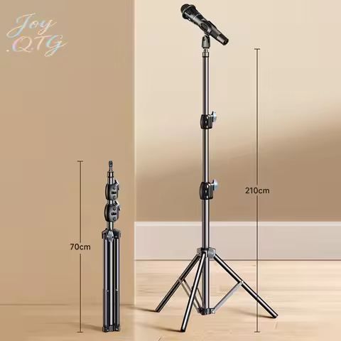 Microphone Boom Tripod Stand 1.7 2.1M Mic Tripod Bracket 66CM Crossbar Arms With Clip And Phone Hold