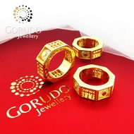 Gorudo Jewellery 916 Gold Abacus Jade Peace Buckle Ring  八卦算盘玉石珠平安扣戒指