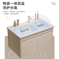 ST-⛵Wash Separation Double Basin Bathroom Cabinet Combination Ceramic Integrated Basin Wash Basin Wash Basin Cabinet Was