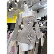 Set of fur elastic 3 Piece bustier dress with outerJacket mixed with shorts 2 piece set women