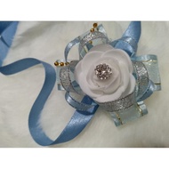 wrist corsage dusty blue