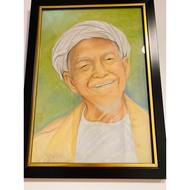 Lukisan tangan potret Tok Guru Nik Abdul Aziz bin Nik Mat
