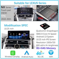 For Lexus NX 2018-2021 Qualcomm Chips Android 13 Car Navigation GPS Multimedia Carplay Auto HD Scree
