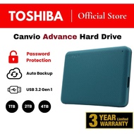 (Official Mall) Toshiba Canvio Advance V10 USB 3.2 Password Protection Hard Disk (1TB/2TB/4TB)