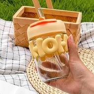 Hoho 400Ml Children's Glass Bottle Hoho Glass Tumbler/ Aesthetic Glass Tumbler/ Simple Elegant Glass