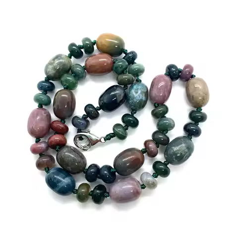 Natural Stone Malachite Lapis Lazuli Agate Necklace 10x14mm Cylindrical Beads 5x9mm Abacus Beads Lad