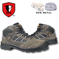 KPR M-027G Grey Suede/Mesh Mid-Cut Lace-Up Sports Safety Shoes/Boots (Metal-Free) with Impact (Toecap) &amp; Anti-perforation (Midsole) Protection