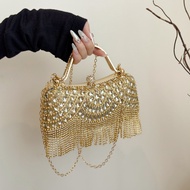 1 Piece New Style Diamond Dinner Bag Shiny Sparkling Bag Diamond-Studded Tassel Portable Banquet Dre