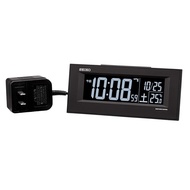 Seiko Clock, Desktop Clock 01: Black, Main Body Size: 6.4 x 15.4 x 3.9cm, Alarm Clock, Radio Wave, AC Digital BC413K