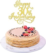 Xsstarmi 1 Pack Cake Decoration 30th Anniversary Cake Topper Glitter Happy 30th Anniversary Cake Pic