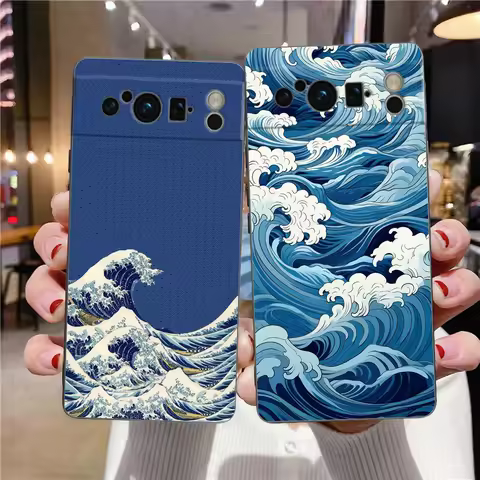 Fashion Great Blue Wave Phone Case For Google Pixel 9 8 9A 8A 7 7A 6 Pro XL 6A 5G Black Soft Back Lu