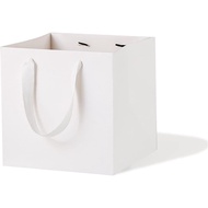 White Paper Gift Bag 4 x 4 Gift Box Small Square Bottom Paper Bags with Handles for Baby Shower Birt