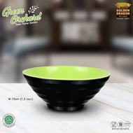 HIJAU [Black-Green] 7.5 Inch 2-Color Flat Thread Bowl W75A4 Golden Dragon W-75A4