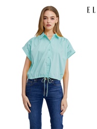 ELLE เสื้อเชิ๊ตผ้า COTTON แขนเกย ทรงCROP รุ่น W3B273
