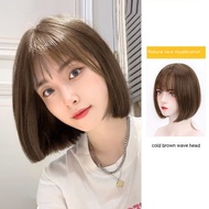 TSE tóc giả tóc nữ ngắn kín đầu Bìa nữ thời trang Mới Mùa Hè đầu lượn sóng giả đầy đủ tóc thật ánh s