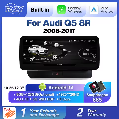 Android 14 Auto Carplay Monitor For Audi Q5 8R 2008-2017 Car Radio Smart Systems Touch Screen Blueto