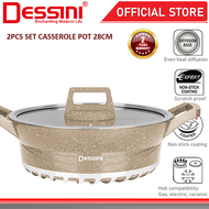 DESSINI ITALY GSSP-28 Granite Die Cast Aluminium Non Stick Casserole Pot Bowl Deep Fry Pan Cookware