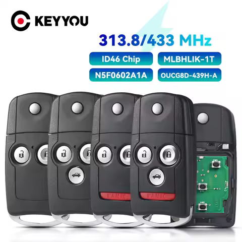 KEYYOU Remote Car Key For Honda CR-V Jazz Accord 2008-2012 433/313.8MHZ ID46 PCF7936 chip MLBHLIK-1T