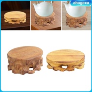 [Ahagexa] Circular Wooden Base Display Stand, Round Base, Creative Buddha Statue Stone Base Home Decor Wood Carving Teapot Base,