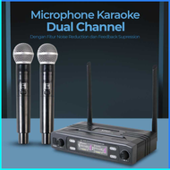 COD AOIE Microphone Karaoke Dual Channel Handheld Wireless UHF / mik karoke suara jernih wireles tan