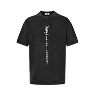 法國奢侈時裝品牌Yves Saint Laurent YSL直式字母背後粉色霓虹燈短袖T恤 代購非預購