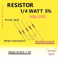 R Resistor 2K2 ohm 1/4 watt 5% pack of 10 Pcs