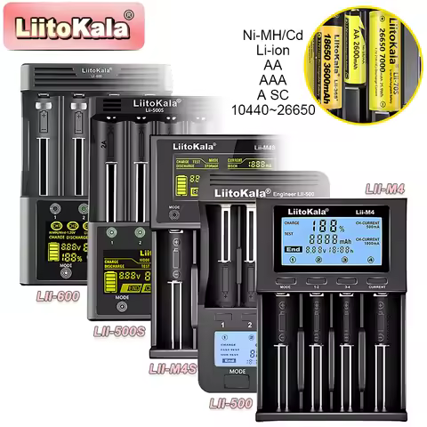 Liitokala lii-600 lii-500 lii-500S LCD 3.7V 1.2V 18650 26650 21700 Battery Charger,Test the battery 