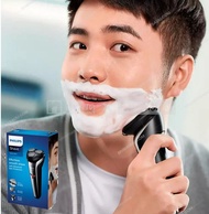 เครื่องโกนหนวดไฟฟ้า โกนหนวดแบบไร้สายได้ 40 นาที หลังการชาร์จไฟ1ชั่วโมง PHILIPS รุ่น S1301/02สีดำ
