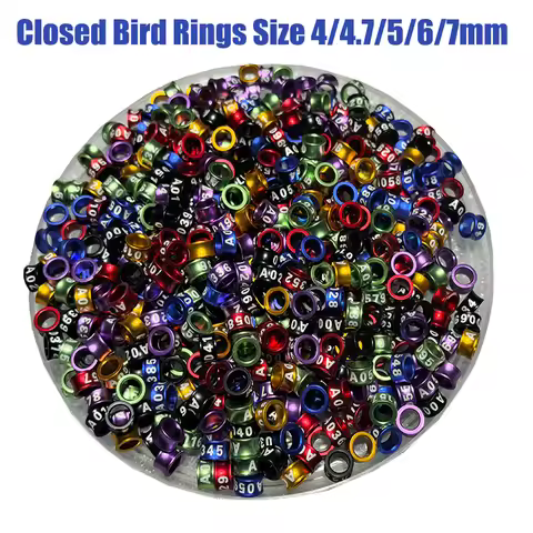 40Pcs Digital Bird Foot Rings Inner Diameter 4/4.7/5/6/7mm Aluminum Pigeon Parrot Identification Rin