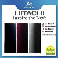 HITACHI R-VGX480PMS9 407L GLASS BLACK/GRADATION ROSE RED/GRADATION GRAY TOP FREEZER REFRIGERATOR