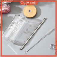 [Chiwanji] Glass Jar with Straw Lid Portable Beverage Tumbler for Home And Office Use