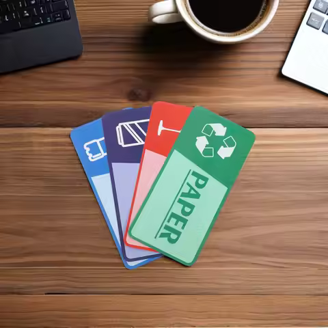 8Sheets Recycle Stickers for Trash Bins Self Adhesive Fade Resistant Garbage Collection Labels Sorti