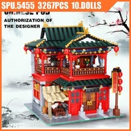 Compatible with LEGO Xb01002 3267 miếng sáng tạo đường phố xem kiến trúc Trung Quốc quán rượu Chinat