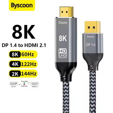 DisplayPort to HDMI Cable 8K@60Hz 4K@122Hz 2K@144Hz DP1.4 Source to HDMI 2.1 Display Uni-Directional