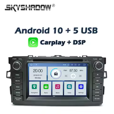Carplay DSP PX6 IPS Android 10.0 4GB + 64GB Car DVD Player Wifi GPS map RDS Radio DVR Bluetooth 5.0 