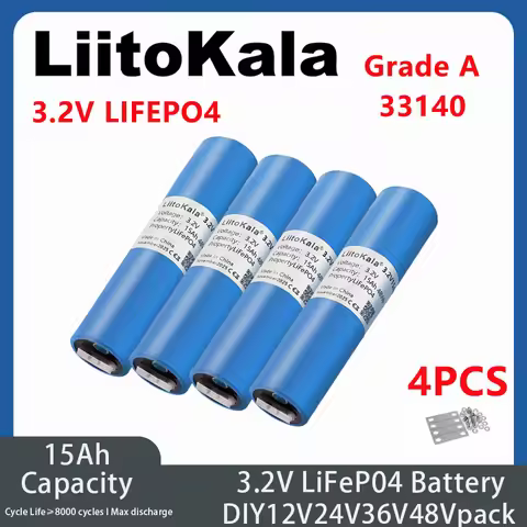 LiitoKala 4S 12V 24V LiFePO4 Battery 3.2V 33140 32140 3.2V 15Ah for Car & Motorcycle