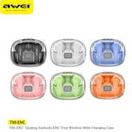 Awei T86 ENC Gaming Earbuds Bluetooth Headphones Noise Cancellation Gaming Bluetooth Earbuds with Charging Case Wireless