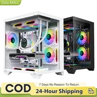 EXPOSE T6 Computer Case With RGB 3 FANS Tempered Glass ITX Micro ATX PC Case Desktop Case