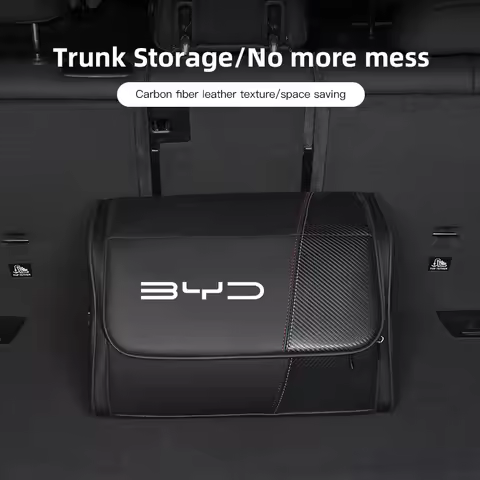 Car High-capacity Leather Storage Bag Car Trunk Organizing Box For BYD Tang F3 E6 Atto3 Yuan Plus So