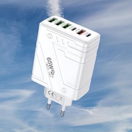 Pengisian Daya 65W PD+USB 6 Port Pengisian Cepat untuk Huawei Xiaomi Vivo OPPO Soket Pintar Power-of