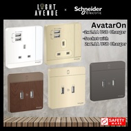 Schneider Electric AvatarOn Single Socket with 2.1A USB Charger / 2 x 2.1A USB Charger