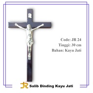 Salib Dinding Kayu Jati 30 cm/Salib Katolik/Hiasan Salib Dinding Katolik/Salib Gantung Rosario