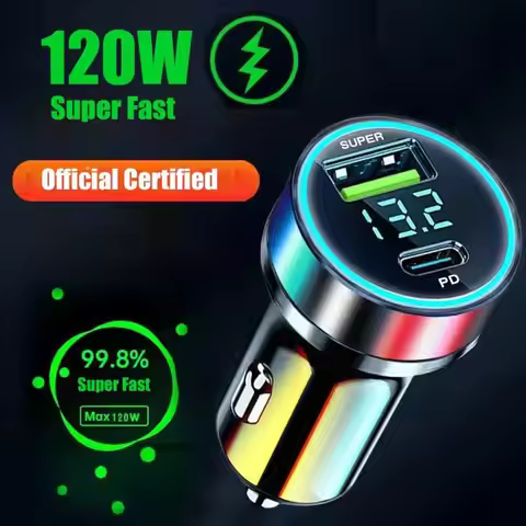120W+PD20W Car Charger Super Fast Charge Adapter Type C USB 120W Portable For iPhone 14 Pro Max 13 1