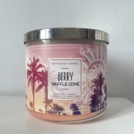 💯 Authentic Bath and Body Works 3 Wick Candle : Berry Waffle Cone