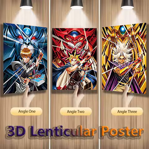 Anime Art Yu-Gi-Oh! Seto Kaiba/Yugi Muto/Marik Ishtar 3D Lenticular Posters Painting Home Decor(With