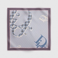 Dior Infini Tartan 老花布 藍底拼色絲綢斜紋布 90 方巾 絲巾 披肩