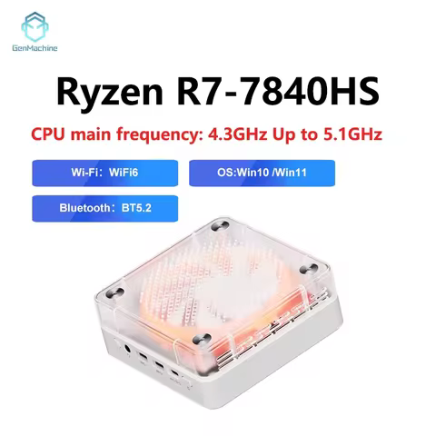 Genmachin AMD 7840HS 7535U MINI PC Windows 11 Ryzen DDR5 4800Mhz M.2 WIFI6 BT5.2 Desktop Pc Gamer Mi